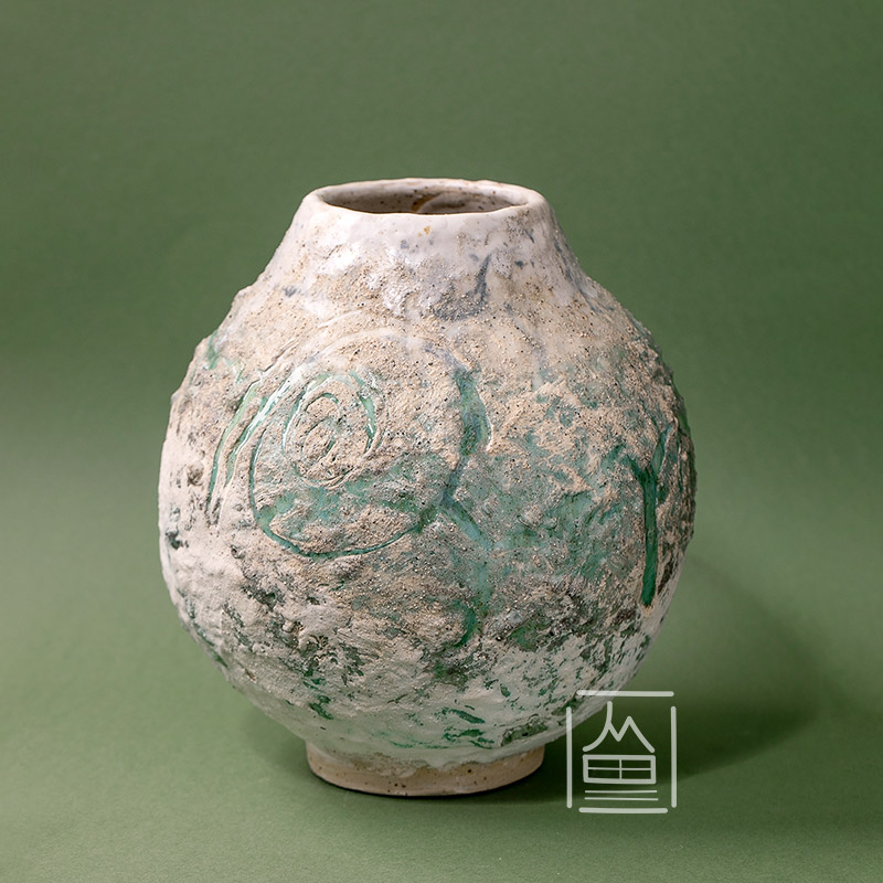 Ceramic vase white turquoise glaze
