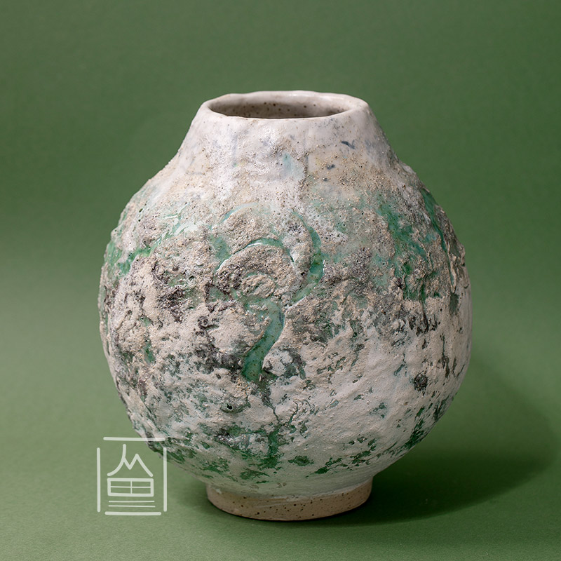 Ceramic vase white turquoise glaze